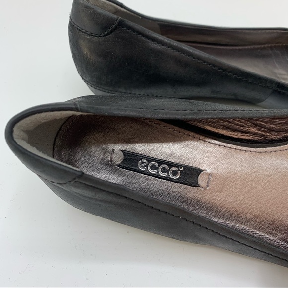 Ecco Black Leather Flats Size 37 - Picture 3 of 6